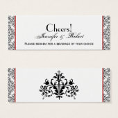 白黒ダマスクレッド結婚ズチケット (正面&裏面)