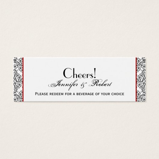 白黒ダマスクレッド結婚ズチケット (正面)