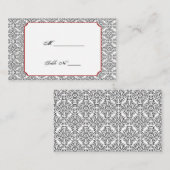 白黒ダマスクレッド結婚ズ座席表 プレイスカード (正面/裏面)