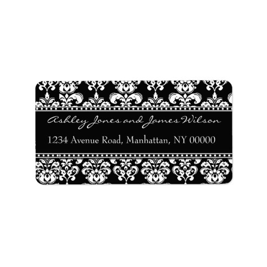 白黒ダマスク住所 シール (正面)