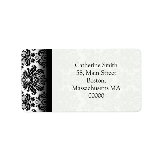 白黒ダマスク住所 シール (正面)
