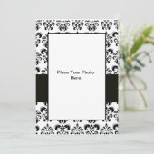 白黒ダマスク写真テンプレート 招待状 (スタンド正面)
