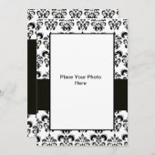 白黒ダマスク写真テンプレート 招待状 (正面/裏面)