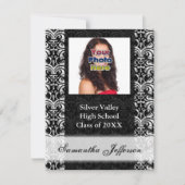 白黒ダマスク卒業招待状 招待状 (正面)