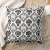 白黒ダマスク可逆化粧枕 クッション (ブランケット)