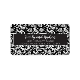 白黒ダマスク差出人住所ラベル ラベル
