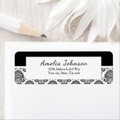 白黒ダマスク差出人住所ラベル ラベル (インサイチュ)