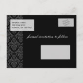 白黒ダマスク日付の保存 案内ポストカード (裏面)