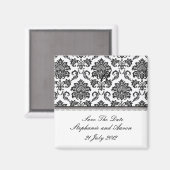 白黒ダマスク日付を保存 マグネット (正面/裏面)