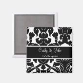 白黒ダマスク日付を保存 マグネット (正面/裏面)