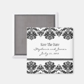 白黒ダマスク日付を保存 マグネット (正面/裏面)