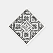 白黒ダマスク模様モノグラム結婚ズ スタンダードカクテルナプキン (角)