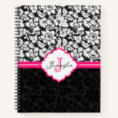 白黒ダマスク模様 ノートブック (正面)