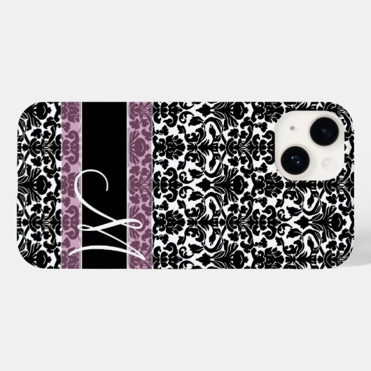 白黒ダマスク模様(モノグラム) Case-Mate iPhoneケース (裏面 (横))