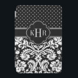 白黒ダマスク水玉模様モノグラム iPad MINIカバー<br><div class="desc">シックなモダンiPadケースのデザインスタイリッシュは名門私立校風の、水玉模様とヴィンテージダマスコパターンの組み合わせパーソナライズされたと、モノグラムのイニシャルまたは名前をクアトレフォイルのフレームに。クリックカスタマイズモノグラムのフォントと色を変えて自分で作りユニークたデザインを作る!</div>