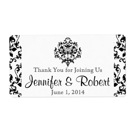 白黒ダマスク水瓶ラベル ラベル (正面)