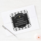 白黒ダマスク石鹸・化粧品ラベル スクエアシール (封筒)