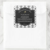 白黒ダマスク石鹸・化粧品ラベル スクエアシール (バッグ)