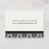 白黒ダマスク結婚式ウェブサイトの名刺 エンクロージャーカード (裏面)
