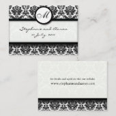 白黒ダマスク結婚式ウェブサイトの名刺 エンクロージャーカード (正面/裏面)