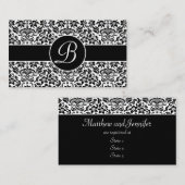 白黒ダマスク結婚式ギフトレジストリカード エンクロージャーカード (正面/裏面)