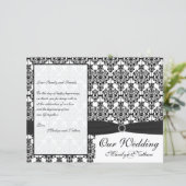白黒ダマスク結婚式プログラム (スタンド正面)