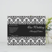 白黒ダマスク結婚式プログラム (スタンド正面)