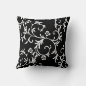 白黒ダマスク織によって賛美されるクリスチャン クッション (裏面)