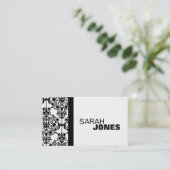 白黒ダマスク織のエレガントな名刺 名刺 (スタンド正面)