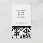 白黒ダマスク織のエレガントな名刺 名刺 (裏面)
