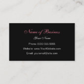 白黒ダマスク織のシックなピンクの花柄 名刺 (裏面)