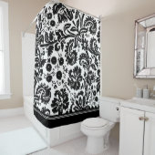 白黒ダマスク織のシャワー・カーテン シャワーカーテン (インサイチュ)