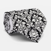 白黒ダマスク織のタイ ネクタイ (ロール)