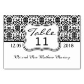 白黒ダマスク織のテーブル数座席表 テーブルナンバー (裏面)