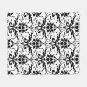 白黒ダマスク織のデザインのフリースのブランケット フリースブランケット (正面(横))