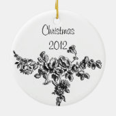 白黒ダマスク織のパリのデザイン セラミックオーナメント (裏面)