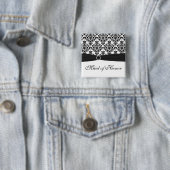 白黒ダマスク織のメイド・オブ・オーナー(花嫁付き添い人) Pin 缶バッジ (インサイチュ)