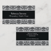 白黒ダマスク織の名刺 名刺 (正面/裏面)