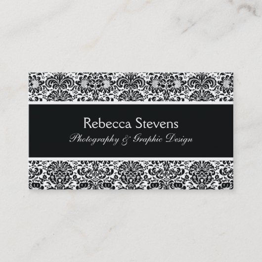 白黒ダマスク織の名刺 名刺 (正面)