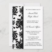 白黒ダマスク織の学校のプロムまたはフォーマル 招待状 (正面)