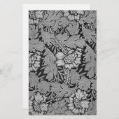 白黒ダマスク織の技術の紙 便箋 (正面/裏面)