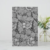 白黒ダマスク織の技術の紙 便箋 (スタンド正面)