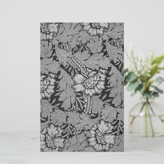 白黒ダマスク織の技術の紙 便箋 (スタンド正面)
