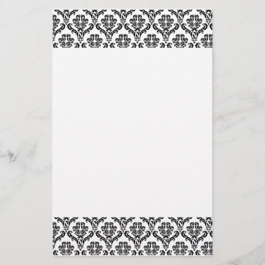 白黒ダマスク織の文房具 便箋 (正面)