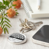 白黒ダマスク織の新婦付添人Keychain キーホルダー (側面)