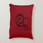 白黒ダマスク織の背部が付いている赤い"S"の枕 アクセントクッション (裏面(縦))