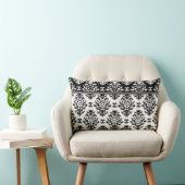 白黒ダマスク織の装飾用クッション ランバークッション (椅子)