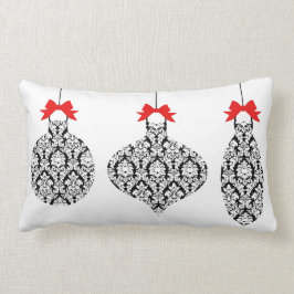 白黒ダマスク織はクリスマスの枕を飾ります ランバークッション