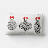 白黒ダマスク織はクリスマスの枕を飾ります ランバークッション (裏面)