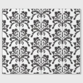 白黒ダマスク織パターン ラッピングペーパー (フラット)